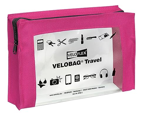 VELOFLEX 2705371 - VELOBAG Travel DIN A5 Kleinkrambeutel Reißverschlusstasche Mehrzwecktasche, Textil und PVC, pink, 1 Stück VELOFLEX 2705371 - VELOBAG Travel DIN A5 Kleinkrambeutel Reißverschlusstasche Mehrzwecktasche, Textil und PVC, pink, 1 Stück von VELOFLEX