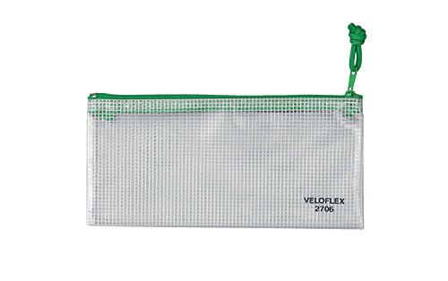 VELOFLEX 2706000 - Reißverschlusstasche DIN A6, 1 Stück, 200 x 100 mm, Dokumententasche aus gewebeverstärktem PVC von VELOFLEX