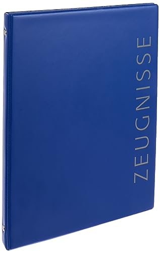 VELOFLEX 4144250 - Ringbuch Zeugnisse DIN A4, Zeugnisringbuch, Zeugnismappe, 4-Ring-Mechanik, 16 mm, PVC, blau, 1 Stück von VELOFLEX