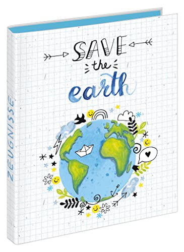 VELOFLEX 4144981 - Zeugnismappe Save the earth DIN A4, Ringbuch für Zeugnisse, mit 4-Ring-Mechanik, aus recyclebaren Karton, 1 Stück von VELOFLEX