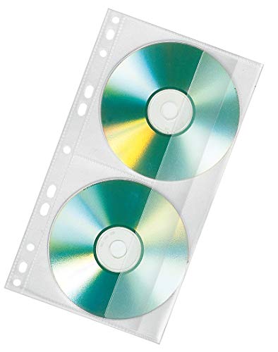 VELOFLEX 4356100 - CD/DVD-Doppelhülle, PP-Folie, für 2 CDs, passend für Ringbücher DIN A4, transparent, 100 Stück von VELOFLEX