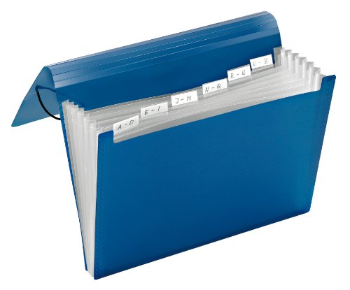 Veloflex 4445250 - Fächermappe Crystal DIN A4, mit 6 Fächern und Taben, PP-Material, Ordnungs-Mappe, blau von VELOFLEX