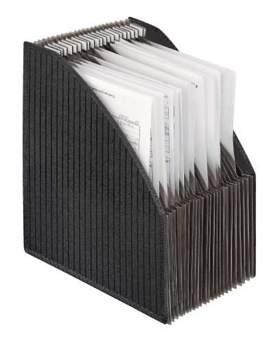 VELOFLEX 4446280 - Stehsammler-Fächerbox DIN A4, starke PP-Folie, mit textilverstärkten Kanten, Box mit 23 Fächern, passend für A4-Unterlagen, Unterteil flexibel, schwarz, 1 Stück von VELOFLEX
