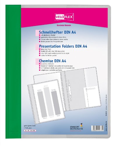 Veloflex 4741040 Schnellhefter Veloform DIN A4, PVC, glasklarer Vorderdeckel, passend für Prospekthüllen, grün von VELOFLEX