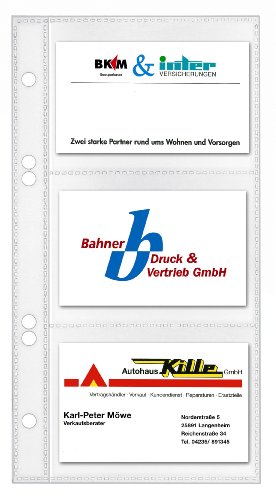 VELOFLEX 5352000 - Visitenkartenhüllen 110 x 210 mm, für 6 Karten pro Hülle, transparent, 10er Packung von VELOFLEX