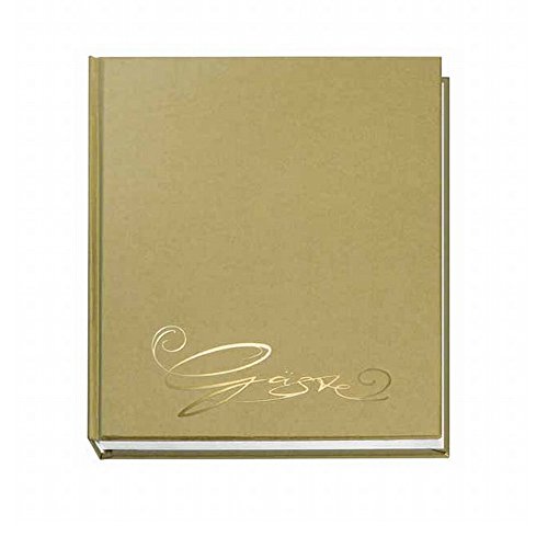 VELOFLEX 5420011 - Gästebuch Classic mit Prägung Gäste, 144 Seiten weißes blanko Papier, 205 x 240 mm, gold von VELOFLEX