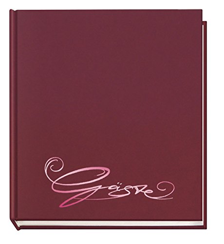 VELOFLEX 5420020 - Gästebuch Classic mit Prägung Gäste, 144 Seiten weißes blanko Papier, 205 x 240 mm, wein-rot von VELOFLEX