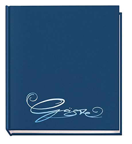 VELOFLEX 5420050 - Gästebuch Classic mit Prägung Gäste, 144 Seiten weißes blanko Papier, 205 x 240 mm, blau von VELOFLEX