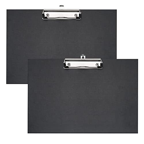 VELOFLEX A481798 - Klemmbrett Quer, DIN A4, 2 Stück, schwarz, Schreibplatte mit Metallklemme und Aufhängöse von VELOFLEX
