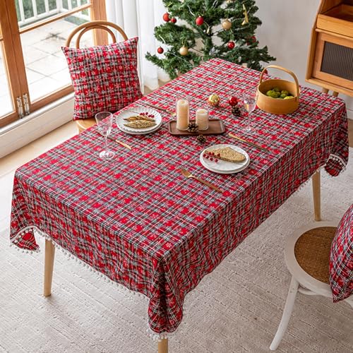 VENIES Tischdecke 140 x 200 cm Rechteckig Abwaschbare Tischtuch for Tabelle Bügelfreies Tischtuch Baumwolle Leinen Table Cloth Geeignet für Home Küche Dekoration Rot VENIES Tischdecke 140 x 200 cm Rechteckig Abwaschbare Tischtuch for Tabelle Bügelfreies Tischtuch Baumwolle Leinen Table Cloth Geeignet für Home Küche Dekoration Rot von VENIES