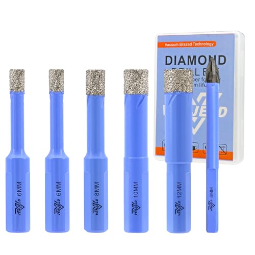 Diamant Filesenbohrer Set – 5 Stücke 6/6/8/10/12mm Diamantbohrer Lochsäge und 1 Stück 6mm Karbidebohrer für Keramik Porzellan Fliesen Marmor Granit – Dreiecksschaft mit Aufbewahrungskoffer Diamant Filesenbohrer Set – 5 Stücke 6/6/8/10/12mm Diamantbohrer Lochsäge und 1 Stück 6mm Karbidebohrer für Keramik Porzellan Fliesen Marmor Granit – Dreiecksschaft mit Aufbewahrungskoffer von VENJELD