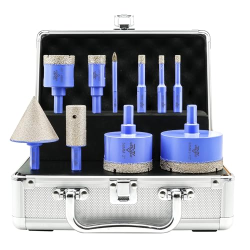 Diamant Fliesenbohrer Set 10tlg. - 6/6/8/20/35/50/65mm Dreikant-Schaft Diamantbohrer Lochsäge, 6mm Karbidebohrer, 20mm Fingerfräser, 50mm Fasenbohrer für Porzellan Fliesen Keramik Granit Marmor Dekton Diamant Fliesenbohrer Set 10tlg. - 6/6/8/20/35/50/65mm Dreikant-Schaft Diamantbohrer Lochsäge, 6mm Karbidebohrer, 20mm Fingerfräser, 50mm Fasenbohrer für Porzellan Fliesen Keramik Granit Marmor Dekton von VENJELD