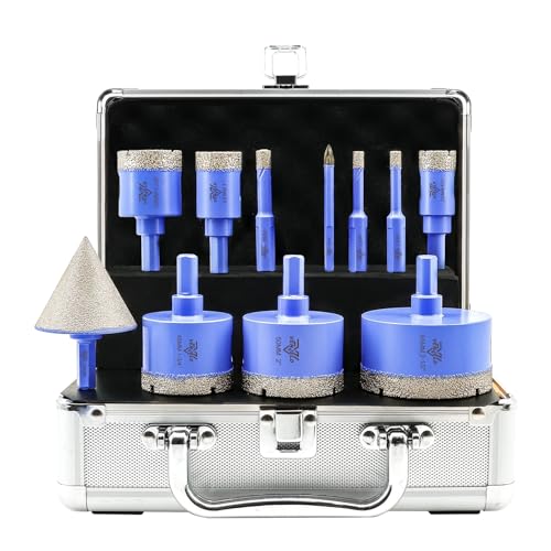 Diamant Fliesenbohrer Set 11tlg. - 6/6/8/20/25/35/45/50/65mm Dreikant-Schaft Diamantbohrer Lochsäge, 6mm Karbidebohrer, 50mm Fasenbohrer für Porzellan Fliesen Keramik Granit Marmor Dekton Diamant Fliesenbohrer Set 11tlg. - 6/6/8/20/25/35/45/50/65mm Dreikant-Schaft Diamantbohrer Lochsäge, 6mm Karbidebohrer, 50mm Fasenbohrer für Porzellan Fliesen Keramik Granit Marmor Dekton von VENJELD