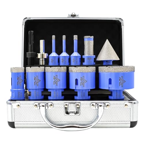 Diamant Fliesenbohrer Set 12tlg. - 6/6/8/25/35/40/50/68mm Diamantbohrer Lochsäge, 20mm Bohren Fräsen, 50mm Fasenbohrer, SDS/Sechskantschaft-Adapter für Porzellan Fliesen Keramik Granit Marmor Dekton Diamant Fliesenbohrer Set 12tlg. - 6/6/8/25/35/40/50/68mm Diamantbohrer Lochsäge, 20mm Bohren Fräsen, 50mm Fasenbohrer, SDS/Sechskantschaft-Adapter für Porzellan Fliesen Keramik Granit Marmor Dekton von VENJELD