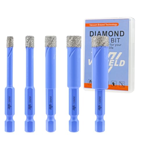 Diamant Fliesenbohrer Set - 5/6/8/10/12mm 5tlg. Diamantbohrer Lochsäge für Keramik Porzellan Fliesen Marmor Granit - Schnellwechsel-Sechskantschaft mit Aufbewahrungskoffer Diamant Fliesenbohrer Set - 5/6/8/10/12mm 5tlg. Diamantbohrer Lochsäge für Keramik Porzellan Fliesen Marmor Granit - Schnellwechsel-Sechskantschaft mit Aufbewahrungskoffer von VENJELD