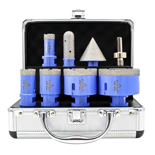 Diamant Fliesenbohrer Set 8tlg. - 20/25/35/55/68mm Diamantbohrer Lochsäge, 20mm Fingerfräser, 50mm Fasenbohrer, Sechskantschaft-Adapter für Porzellan Fliesen Keramik Granit Marmor Dekton Diamant Fliesenbohrer Set 8tlg. - 20/25/35/55/68mm Diamantbohrer Lochsäge, 20mm Fingerfräser, 50mm Fasenbohrer, Sechskantschaft-Adapter für Porzellan Fliesen Keramik Granit Marmor Dekton von VENJELD