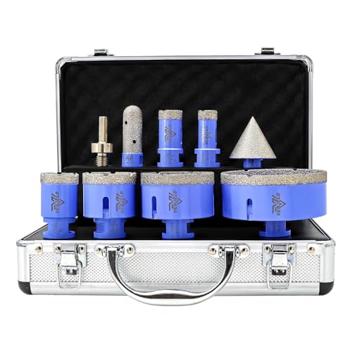 Diamant Fliesenbohrer Set 9tlg. - 20/25/35/50/68/100mm Diamantbohrer Lochsäge, 20mm Fingerfräser, 50mm Fasenbohrer, Sechskantschaft-Adapter für Porzellan Fliesen Keramik Granit Marmor Dekton Diamant Fliesenbohrer Set 9tlg. - 20/25/35/50/68/100mm Diamantbohrer Lochsäge, 20mm Fingerfräser, 50mm Fasenbohrer, Sechskantschaft-Adapter für Porzellan Fliesen Keramik Granit Marmor Dekton von VENJELD