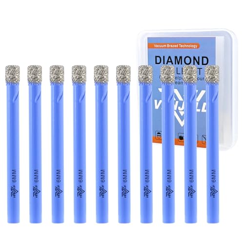 VENJELD Diamant Fliesenbohrer Set - 6mm 10tlg. Diamantbohrer Lochsäge für Keramik Porzellan Fliesen Marmor Granit - Rundschaft mit Aufbewahrungskoffer VENJELD Diamant Fliesenbohrer Set - 6mm 10tlg. Diamantbohrer Lochsäge für Keramik Porzellan Fliesen Marmor Granit - Rundschaft mit Aufbewahrungskoffer von VENJELD