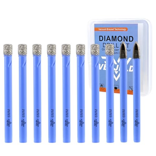VENJELD Diamant Fliesenbohrer Set - 6mm 8tlg. Diamantbohrer Lochsäge und 2 Stücke 6mm Karbidebohrer für Keramik Porzellan Fliesen Marmor Granit - Rundschaft mit Aufbewahrungskoffer VENJELD Diamant Fliesenbohrer Set - 6mm 8tlg. Diamantbohrer Lochsäge und 2 Stücke 6mm Karbidebohrer für Keramik Porzellan Fliesen Marmor Granit - Rundschaft mit Aufbewahrungskoffer von VENJELD