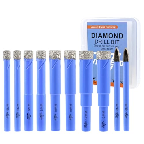 VENJELD Diamant Fliesenbohrer Set - 6mm X 2, 8mm X 2, 10mm X 2, 12mm X2 8tlg. Diamantbohrer Lochsäge und 2 Stücke 6mm Karbidebohrer für Keramik Porzellan Fliesen - Rundschaft mit Aufbewahrungskoffer VENJELD Diamant Fliesenbohrer Set - 6mm X 2, 8mm X 2, 10mm X 2, 12mm X2 8tlg. Diamantbohrer Lochsäge und 2 Stücke 6mm Karbidebohrer für Keramik Porzellan Fliesen - Rundschaft mit Aufbewahrungskoffer von VENJELD