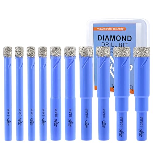 VENJELD Diamant Fliesenbohrer Set - 6mm X 4, 8mm X 2, 10mm X 2, 12mm X 2 10tlg. Diamantbohrer Lochsäge für Keramik Porzellan Fliesen Marmor Granit - Rundschaft mit Aufbewahrungskoffer VENJELD Diamant Fliesenbohrer Set - 6mm X 4, 8mm X 2, 10mm X 2, 12mm X 2 10tlg. Diamantbohrer Lochsäge für Keramik Porzellan Fliesen Marmor Granit - Rundschaft mit Aufbewahrungskoffer von VENJELD