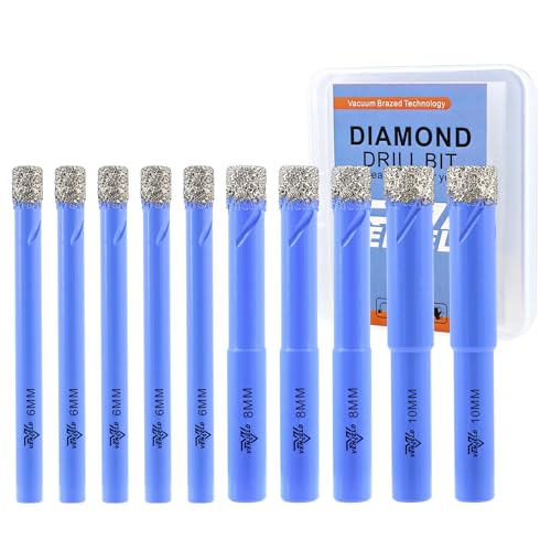 VENJELD Diamant Fliesenbohrer Set - 6mm X 5, 8mm X 3, 10mm X 2 10tlg. Diamantbohrer Lochsäge für Keramik Porzellan Fliesen Marmor Granit - Rundschaft mit Aufbewahrungskoffer VENJELD Diamant Fliesenbohrer Set - 6mm X 5, 8mm X 3, 10mm X 2 10tlg. Diamantbohrer Lochsäge für Keramik Porzellan Fliesen Marmor Granit - Rundschaft mit Aufbewahrungskoffer von VENJELD