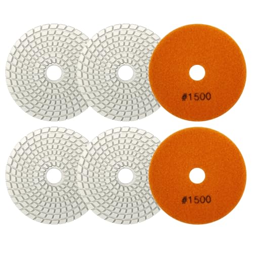 VENJELD Diamant-Nasspolierpads 100mm 6 Stück Polierscheiben Set Körnung 1500 für Granit Marmor Kunststein Quarz für Winkelschleifer von VENJELD