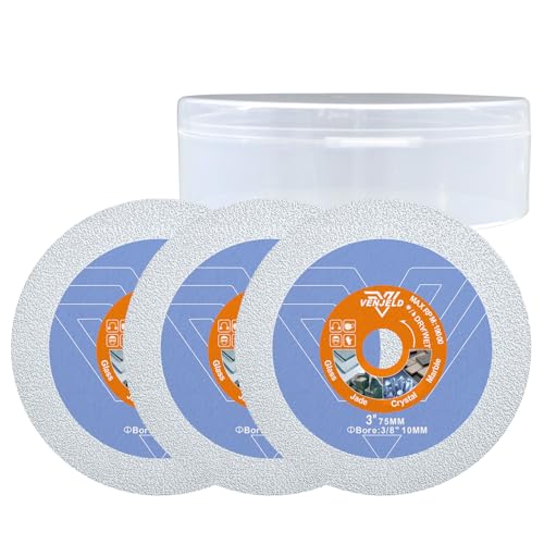 VENJELD Diamanttrennscheibe 75mm Glasscheibe - 3 tlg. Diamant Sägeblätter mit Bohrung 10mm für Glas Jade Kristall Weinflasche Keramische Fliesen Marmor VENJELD Diamanttrennscheibe 75mm Glasscheibe - 3 tlg. Diamant Sägeblätter mit Bohrung 10mm für Glas Jade Kristall Weinflasche Keramische Fliesen Marmor von VENJELD