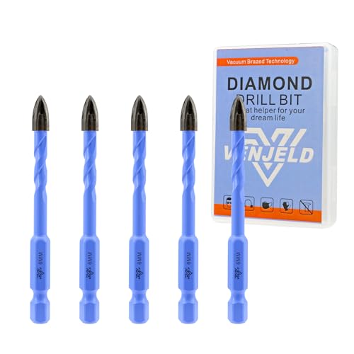 VENJELD Maurerbohrer Set - 6mm 5tlg. Hartmetall Bohrer für Holz Kunststoff Gemäuer Keramik Fliese Beton Marmor - Schnellwechsel-Sechskantschaft mit Aufbewahrungskoffer VENJELD Maurerbohrer Set - 6mm 5tlg. Hartmetall Bohrer für Holz Kunststoff Gemäuer Keramik Fliese Beton Marmor - Schnellwechsel-Sechskantschaft mit Aufbewahrungskoffer von VENJELD