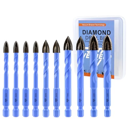 VENJELD Maurerbohrer Set - 6mm X 4+8/10/12mm X 2 10tlg. Hartmetall Bohrer für Holz Kunststoff Gemäuer Keramik Fliese Beton Marmor - Schnellwechsel-Sechskantschaft mit Aufbewahrungskoffer VENJELD Maurerbohrer Set - 6mm X 4+8/10/12mm X 2 10tlg. Hartmetall Bohrer für Holz Kunststoff Gemäuer Keramik Fliese Beton Marmor - Schnellwechsel-Sechskantschaft mit Aufbewahrungskoffer von VENJELD