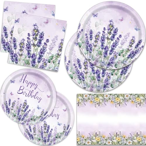 VENTASOL Lavendel Lila Party Geschirr Dekorationen Lila Lavendel Teller Serviette Geschirr Sommer Floral Schmetterling Party Supplies für Geburtstag 16 Gäste VENTASOL Lavendel Lila Party Geschirr Dekorationen Lila Lavendel Teller Serviette Geschirr Sommer Floral Schmetterling Party Supplies für Geburtstag 16 Gäste von VENTASOL