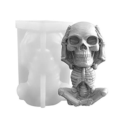 3D Skull Silikonform für Kerzenseife - Halloween Totenkopf Kerzenform Skelett Epoxidharz Form für Aromatherapie, Gips, Schokolade, Gelee, Süßigkeiten Herstellung - Halloween Requisiten von VENTDOUCE