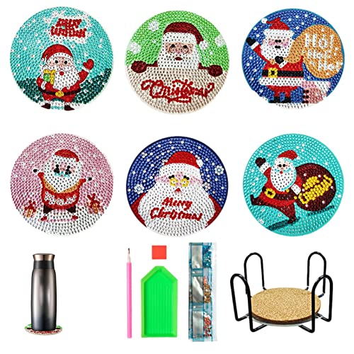 VENTDOUCE Diamanten Malerei Untersetzer, Weihnachtsuntersetzer Diamonds Painting Kits | Untersetzer zum Malen von Weihnachtsdiamanten mit Halter für weihnachtliche Wohnkultur VENTDOUCE Diamanten Malerei Untersetzer, Weihnachtsuntersetzer Diamonds Painting Kits | Untersetzer zum Malen von Weihnachtsdiamanten mit Halter für weihnachtliche Wohnkultur von VENTDOUCE