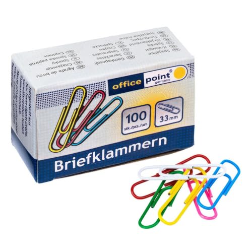 VEPATIM Büroklammern Briefklammern farblich sortiert 33mm (10 packs je 100 Stk) = 1000 Stk. von VEPATIM