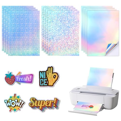VEPEPE 12 Blatt A4 Selbstklebende Transparente Holografische Folie, Sticker Papier Zum Bedrucken für Aufkleber, Dekorationen, Fotoalben und Handgefertigte Kunstwerke VEPEPE 12 Blatt A4 Selbstklebende Transparente Holografische Folie, Sticker Papier Zum Bedrucken für Aufkleber, Dekorationen, Fotoalben und Handgefertigte Kunstwerke von VEPEPE