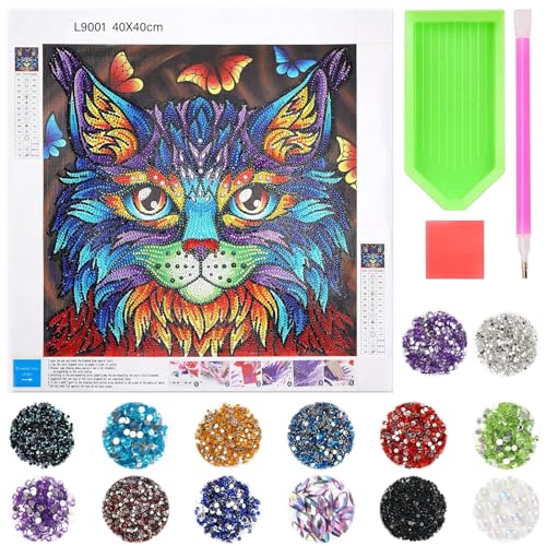 VEQENIFY Diamond Painting Kinder Tiere Katze Diamant Painting Bilder Kinder Diamond Painting Geschenke Basteln Mädchen für6 7 8 9 10 11 12 Jährige Mädchen von VEQENIFY