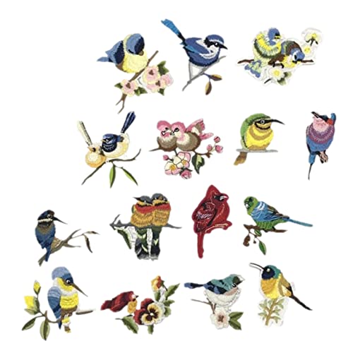 VERDANVERSE 15 Stück Teiliges Set Vogel Patches Aufnähen Niedliche Applikationen für Kleidung Dekoration und DIY Bastelbedarf Langlebig und Einfach Anzubringen und Textilien von VERDANVERSE