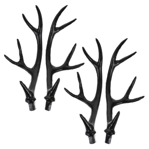 VERDANVERSE 2 Paare DIY Hirschgeweih Stirnband aus Kunststoff Simulierte Rehgeweihe für Halloween Kostüm Bastelzubehör und Partydeko Große Schwarze Geweih Kopfbedeckung für Karneval und von VERDANVERSE