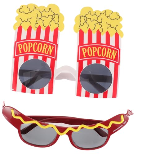VERDANVERSE 2 Paare Hawaii Party Brillen Popcorn und Wurstform Lustige Praktische Party Sonnenbrillen Unisex Spaßbrille für Karneval und Festival von VERDANVERSE
