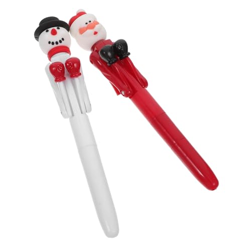 VERDANVERSE 2 Stück Weihnachts Kugelschreiber mit Santa Claus und Schneemann Kreative Geschenkidee für Schüler und Erwachsene Lustige Boxing Design Stifte für Schule Büro und Feiertage von VERDANVERSE