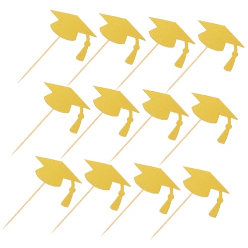 VERDANVERSE 24 Stück Graduation Cake Toppers Kreative Abschlussparty Deko für Kuchen und Cupcakes Vielseitige Mützen und für Schulfeiern Einfache Handhabung und Nachhaltige Materialien von VERDANVERSE