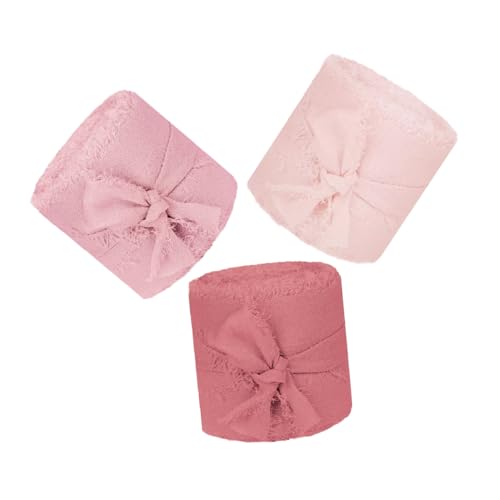 VERDANVERSE 3 Rollen Chiffonband Mit Lockerem Rand Wickelband Boho-band Weihnachtsband Blumenband Weihnachtsbänder Blumenstrauß Zubehör Blumenbesatz Aus Organza Weihnachtsseidenband von VERDANVERSE