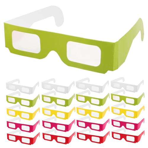 VERDANVERSE 30 Stück Partybrillen für Papier Kino Brillen für Filme Spiele und Veranstaltungen Farbenfrohe Eyewear für Geburtstagsfeiern und Festivals Weiß Rot Gelb Grün von VERDANVERSE
