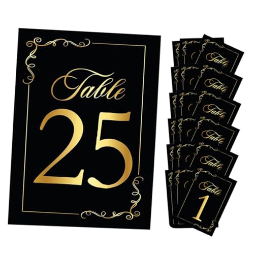 VERDANVERSE 30 Stück Schwarze Doppelseitige Tischkarten mit Goldfolien-zahlen aus Wiederverwendbarem Glattem Papierkarton für Hochzeiten Restaurants Partys und Bankette von VERDANVERSE