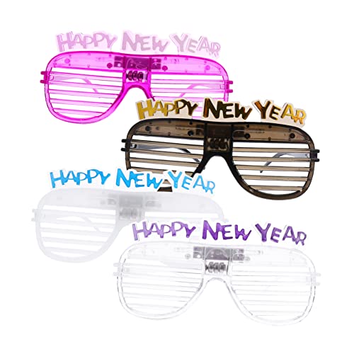 VERDANVERSE 4 Stück Leuchtende Partybrille für Neujahr LED Sonnenbrillen für Kreative Fotorequisiten für Erwachsene Vielseitige Verwendung Farbenfrohes Design Zufällige Farbe von VERDANVERSE