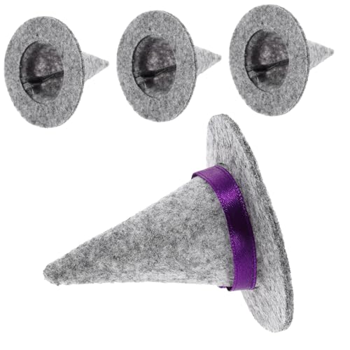 VERDANVERSE 4 Stück Teiliges Mini Hexenhüte aus Filz Dekorative Kleine Hexenhüte für Weinflaschen und für Halloween Party DIY Puppen Zubehör von VERDANVERSE