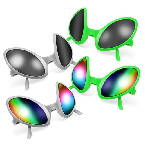 VERDANVERSE 4 Teiliges Alien Brillen für Erwachsene Lustige Partybrillen mit Simulationseffekt Grüne und Silberne Rahmen Holografische und Graue Gläser Vielseitig für Fasching Karneval VERDANVERSE 4 Teiliges Alien Brillen für Erwachsene Lustige Partybrillen mit Simulationseffekt Grüne und Silberne Rahmen Holografische und Graue Gläser Vielseitig für Fasching Karneval von VERDANVERSE