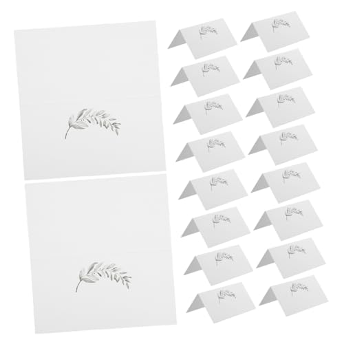VERDANVERSE 50 Stück Greenery Tischkarten mit Blattmotiv Faltbare Namenskarten aus Beschichtetem Papier Stilvolle Sitzplatzkarten für Hochzeit Empfang Party und Bankett von VERDANVERSE
