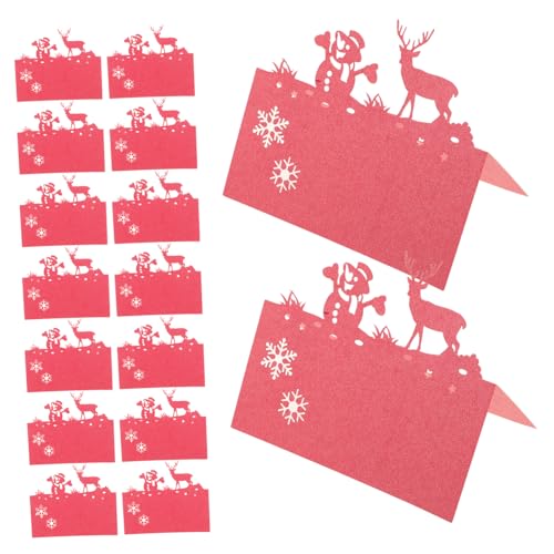 VERDANVERSE 50 Stück Teiliges Weihnachts Tischkarten aus Papier mit Filigranem Schneemann und Rentier Design DIY Freundlich Vielseitig als Namens und Sitzkarten für Weihnachtsessen und von VERDANVERSE