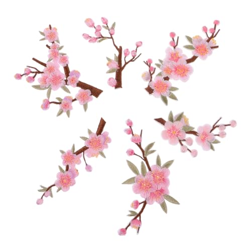 VERDANVERSE 6 Stück Gestickter Stoffaufnäher Kleidungsreparatur Patch Stickerei-Patch für Kleidung aufnäher kleidung Stickelblumen -Applikationen gestickte applikation Flicken aufbügeln Rosa von VERDANVERSE